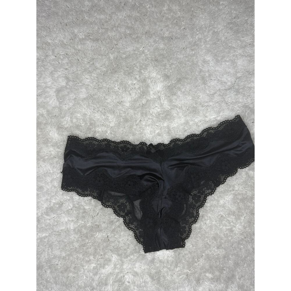 NWOT Victoria's Secret Black Cotton Cheeky Panty Logo Waistband XS